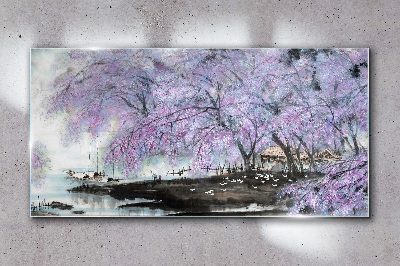 Spring blooming Glass Wall Art