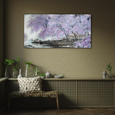 Spring blooming Glass Wall Art