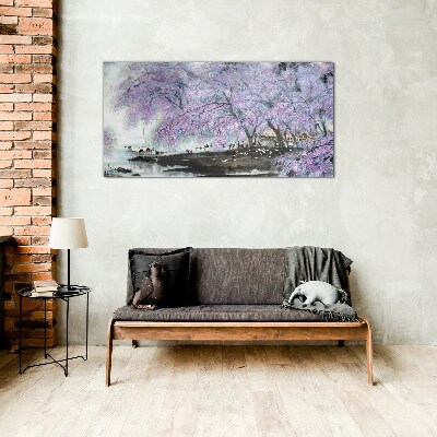 Spring blooming Glass Wall Art