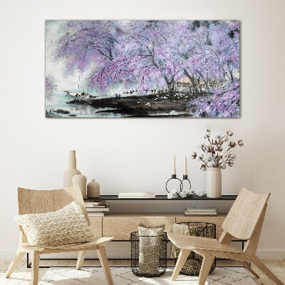 Spring blooming Glass Wall Art