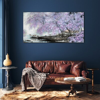 Spring blooming Glass Wall Art