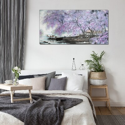Spring blooming Glass Wall Art