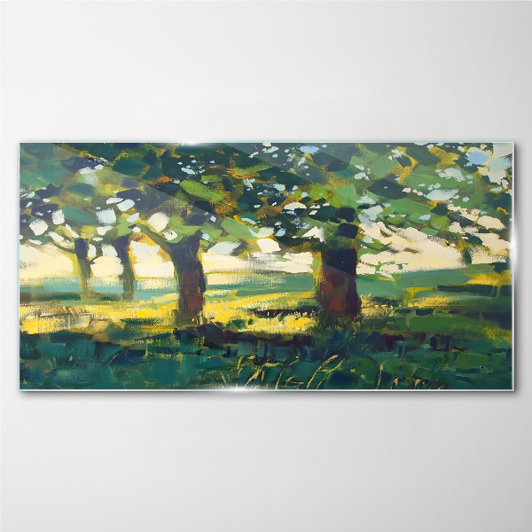 Summer trees in the sunlight Glass Wall Art