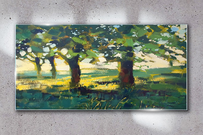 Summer trees in the sunlight Glass Wall Art