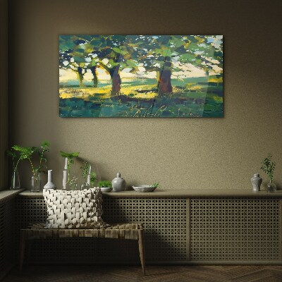 Summer trees in the sunlight Glass Wall Art