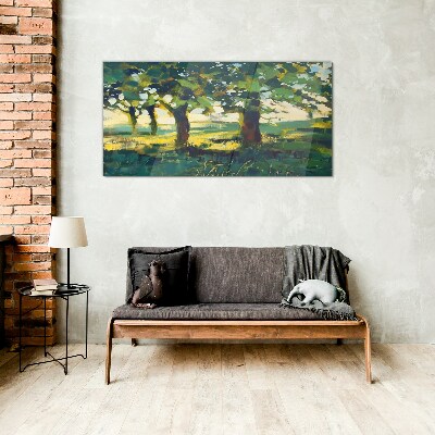 Summer trees in the sunlight Glass Wall Art