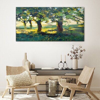 Summer trees in the sunlight Glass Wall Art