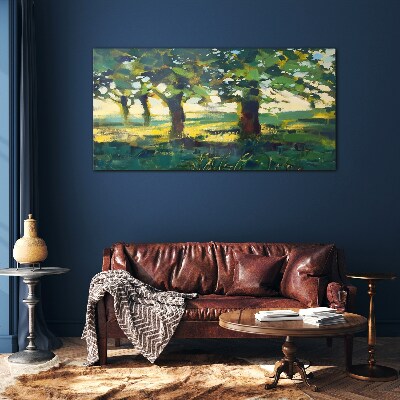 Summer trees in the sunlight Glass Wall Art