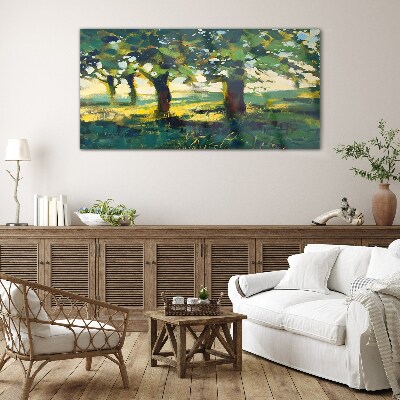 Summer trees in the sunlight Glass Wall Art