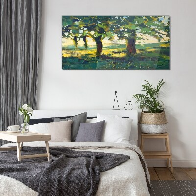 Summer trees in the sunlight Glass Wall Art