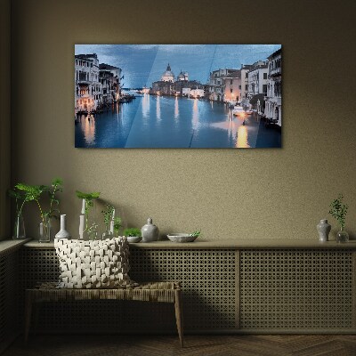Venice in the evening light Glass Wall Art