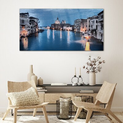 Venice in the evening light Glass Wall Art
