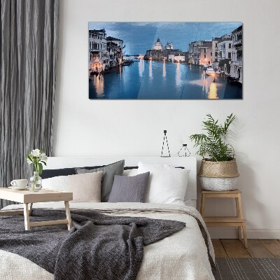 Venice in the evening light Glass Wall Art