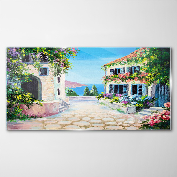 A charming seaside town Glass Wall Art