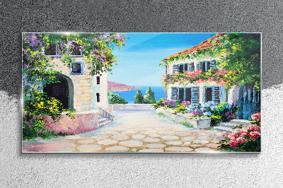 A charming seaside town Glass Wall Art