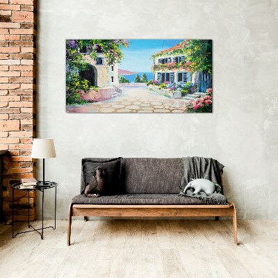 A charming seaside town Glass Wall Art