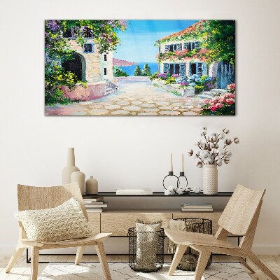 A charming seaside town Glass Wall Art
