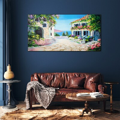 A charming seaside town Glass Wall Art