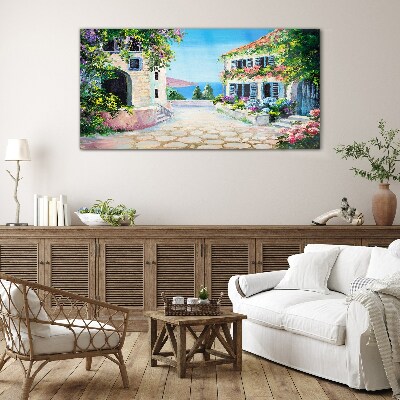 A charming seaside town Glass Wall Art