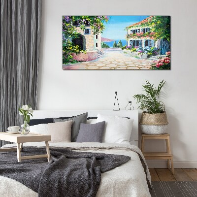 A charming seaside town Glass Wall Art