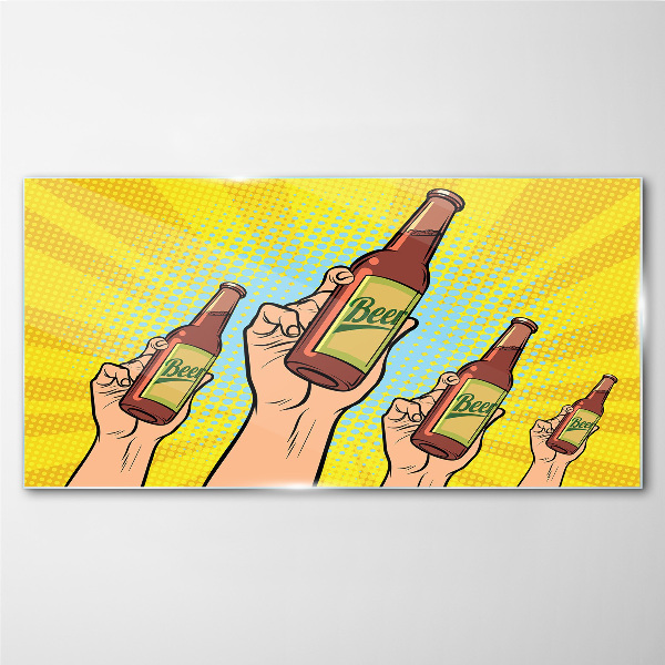Joyful toasting with beer Glass Wall Art