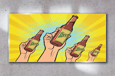Joyful toasting with beer Glass Wall Art