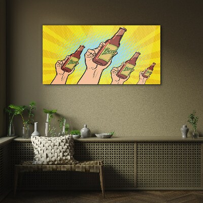 Joyful toasting with beer Glass Wall Art