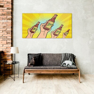 Joyful toasting with beer Glass Wall Art