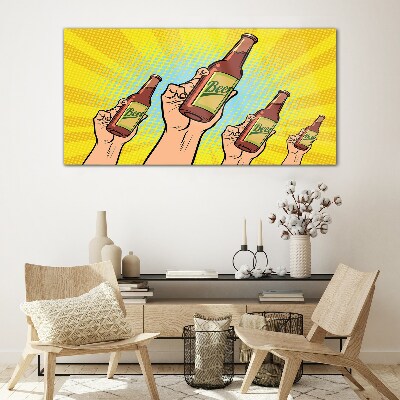Joyful toasting with beer Glass Wall Art