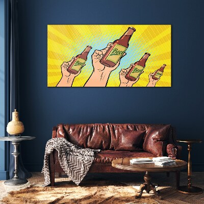 Joyful toasting with beer Glass Wall Art