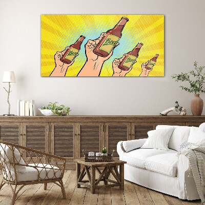Joyful toasting with beer Glass Wall Art