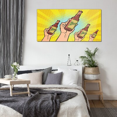 Joyful toasting with beer Glass Wall Art
