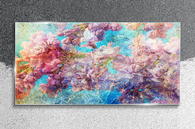 Floral landscape in pastel shades Glass Wall Art