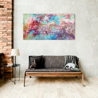 Floral landscape in pastel shades Glass Wall Art