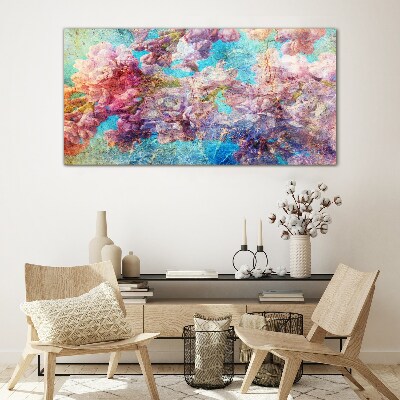 Floral landscape in pastel shades Glass Wall Art