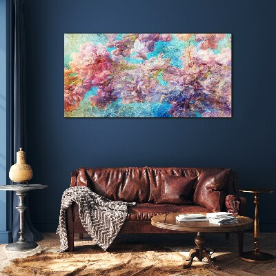 Floral landscape in pastel shades Glass Wall Art