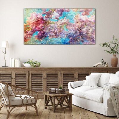 Floral landscape in pastel shades Glass Wall Art