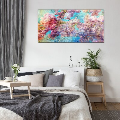 Floral landscape in pastel shades Glass Wall Art