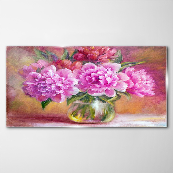 Spring flowers in a vase Glass Wall Art