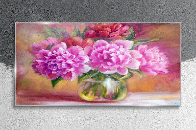 Spring flowers in a vase Glass Wall Art