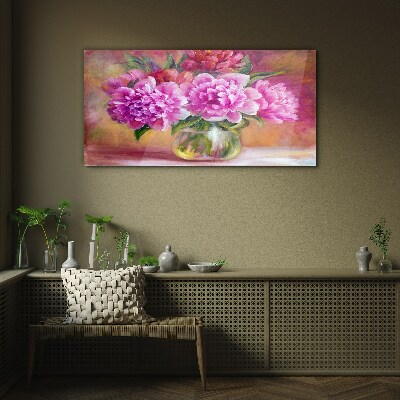 Spring flowers in a vase Glass Wall Art