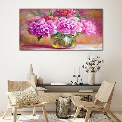 Spring flowers in a vase Glass Wall Art