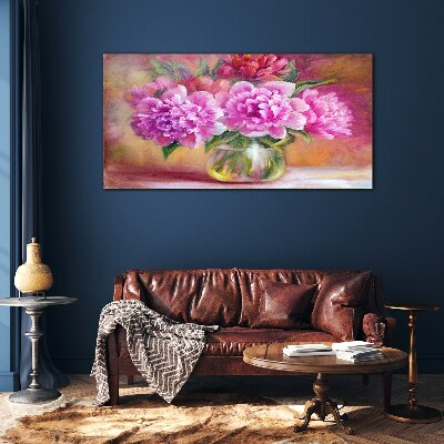 Spring flowers in a vase Glass Wall Art