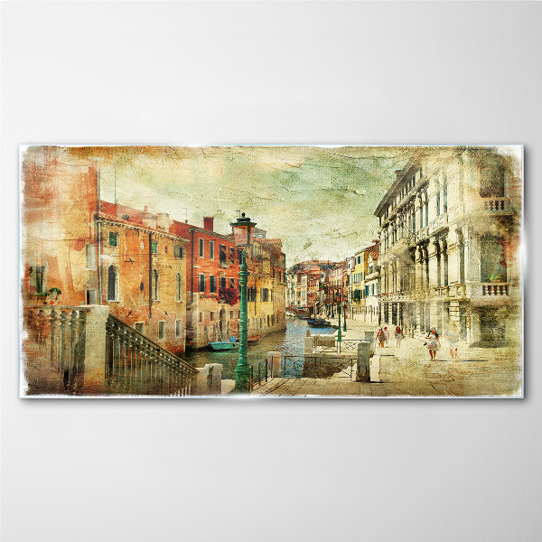 Venice in pastel shades Glass Wall Art