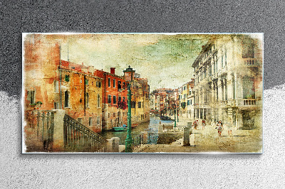 Venice in pastel shades Glass Wall Art