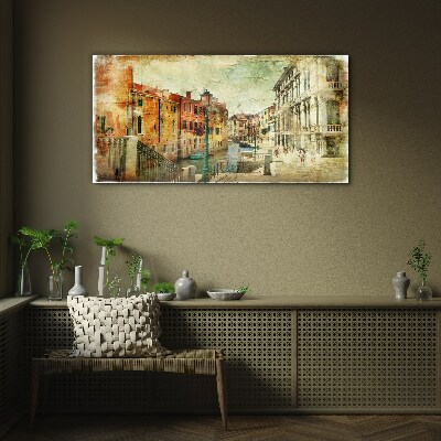 Venice in pastel shades Glass Wall Art