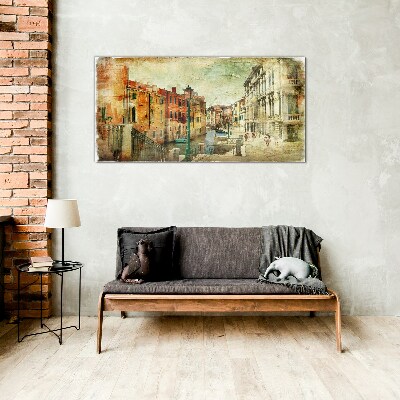 Venice in pastel shades Glass Wall Art