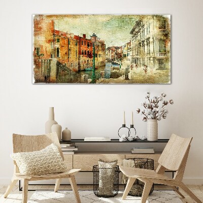 Venice in pastel shades Glass Wall Art