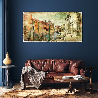 Venice in pastel shades Glass Wall Art
