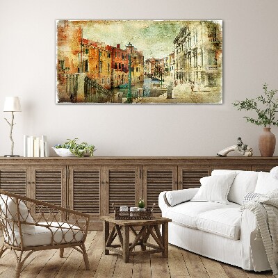 Venice in pastel shades Glass Wall Art